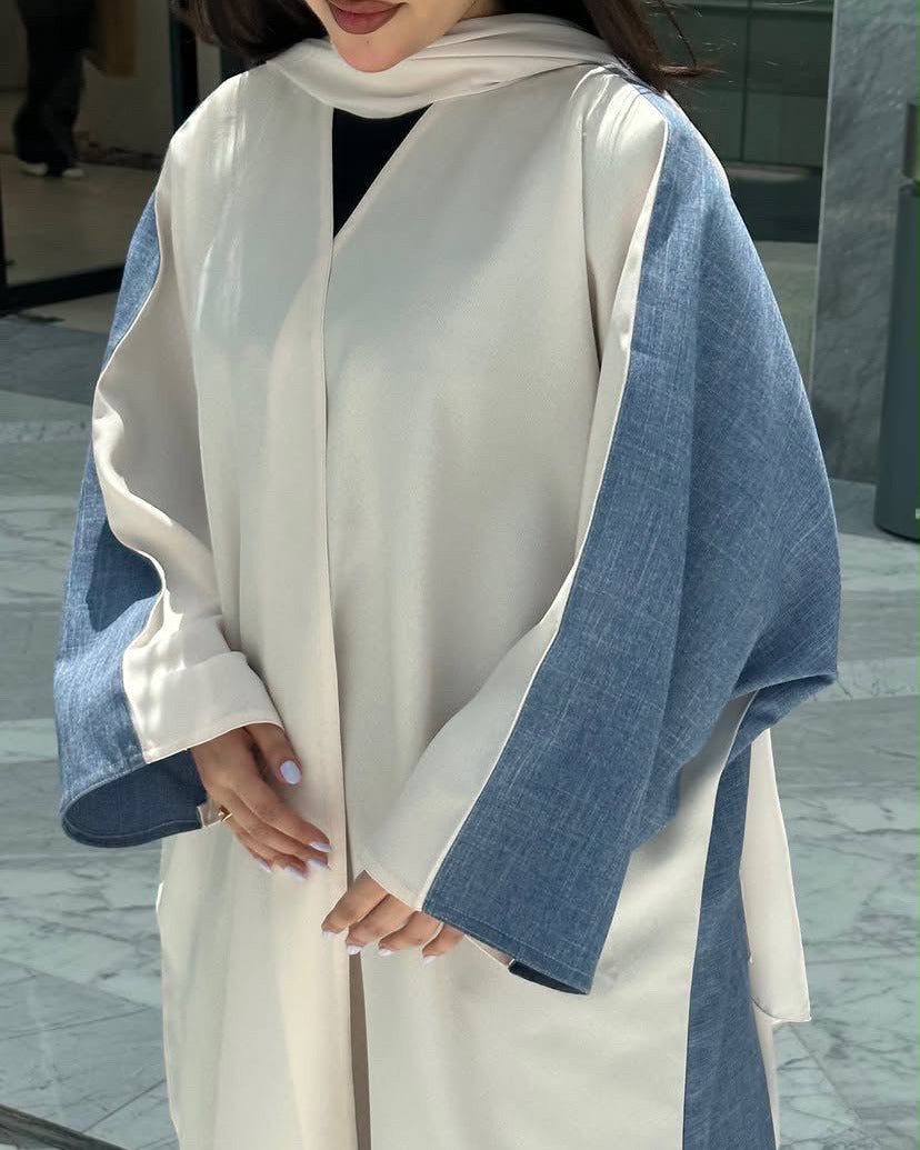 Blue And Offwhite Abaya