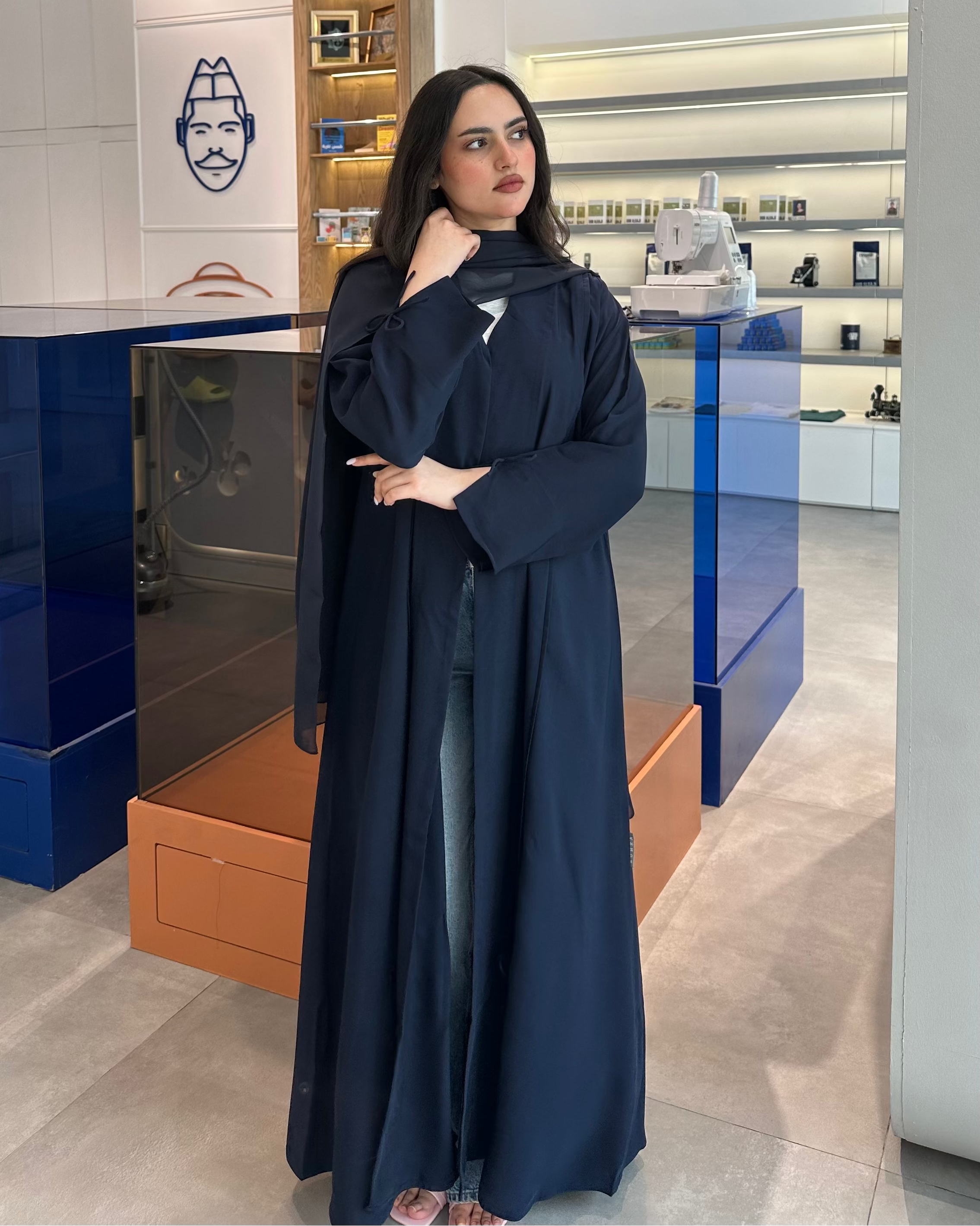 Navy Bows Abaya