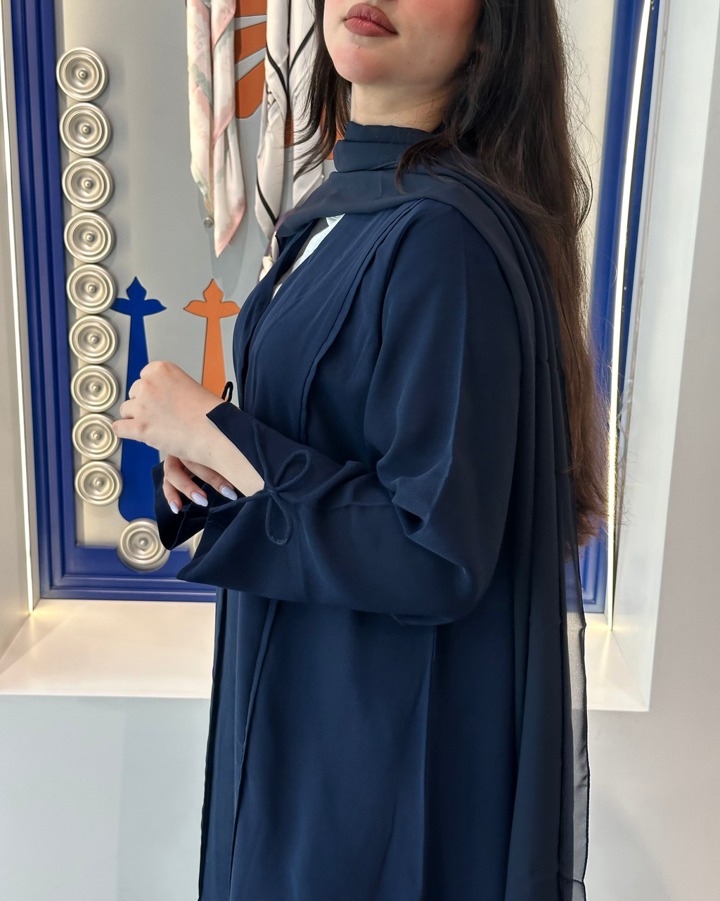Navy Bows Abaya