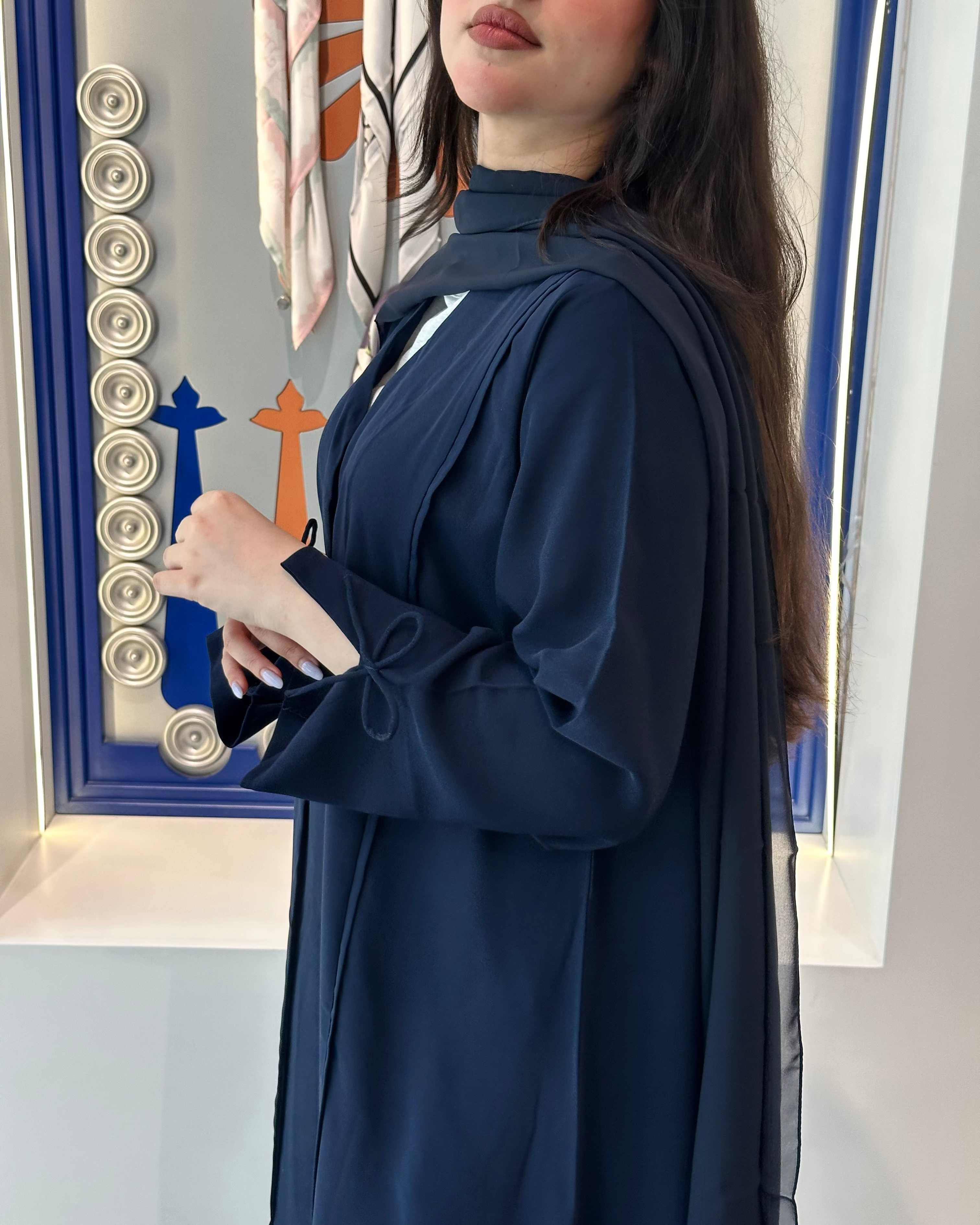Navy Bows Abaya