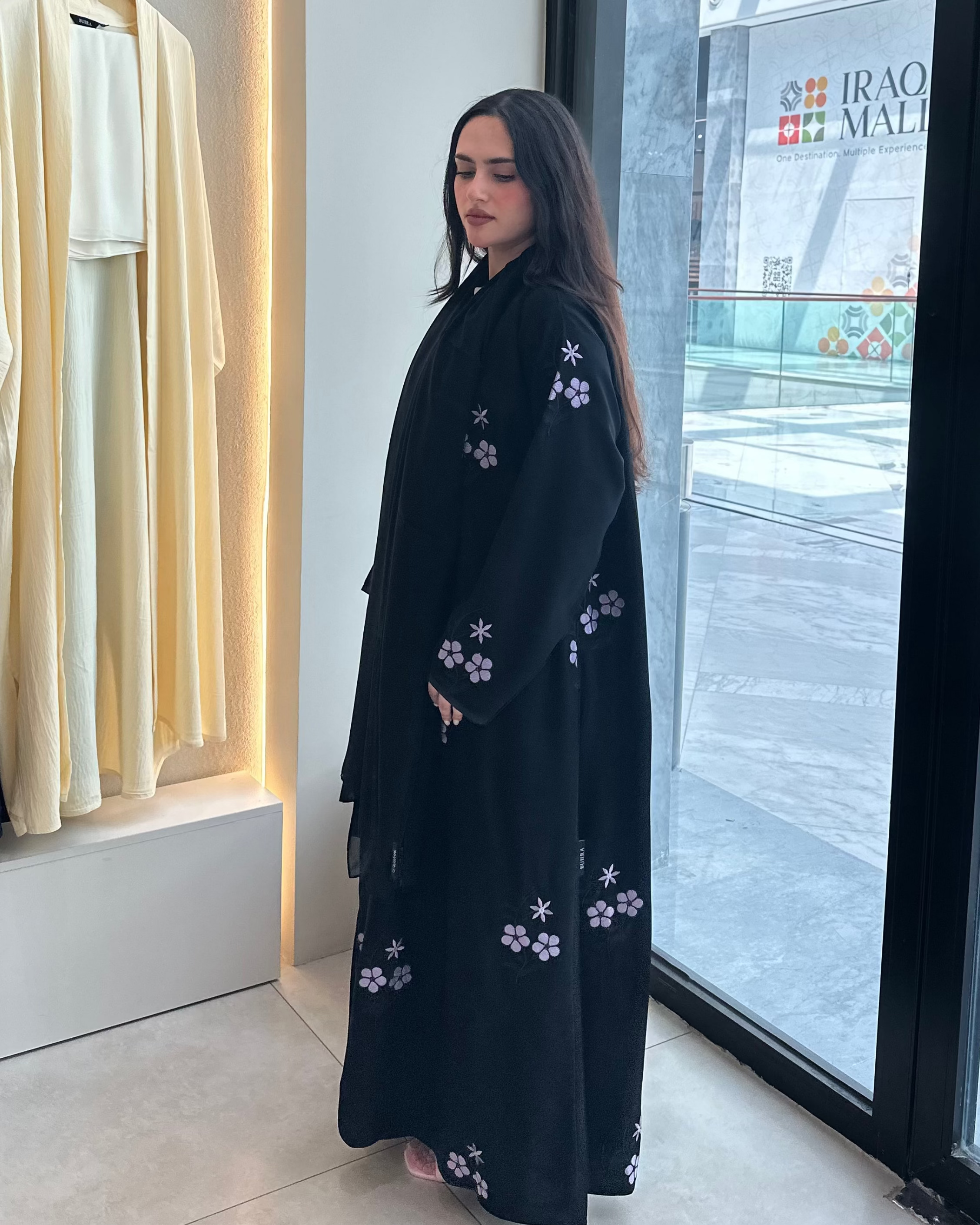 Black Floral Abaya