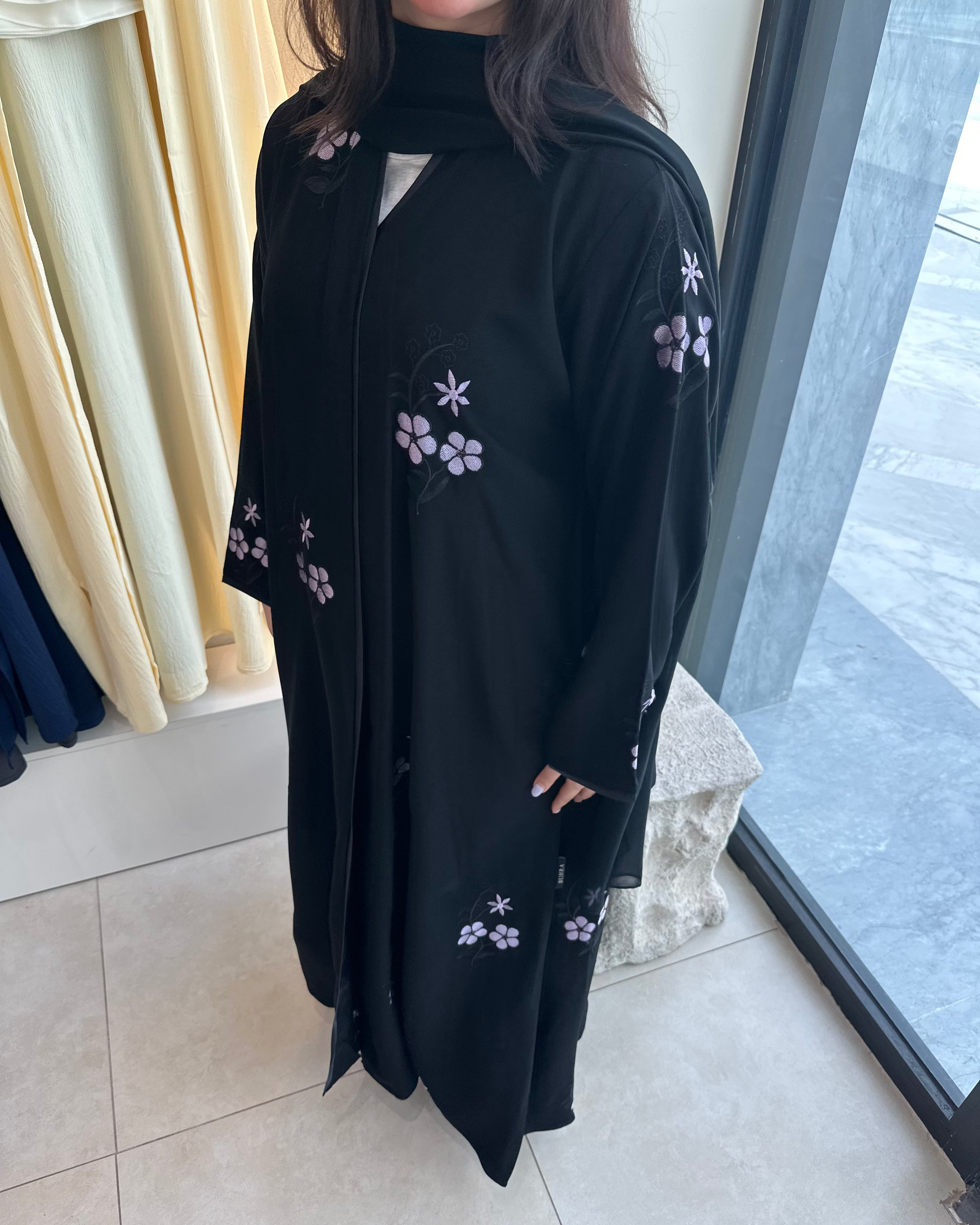 Black Floral Abaya