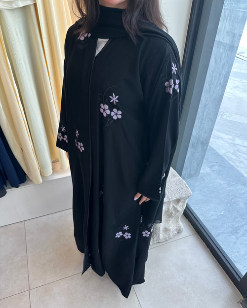 Black Floral Abaya