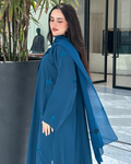 Dark Turquoise  Floral Abaya