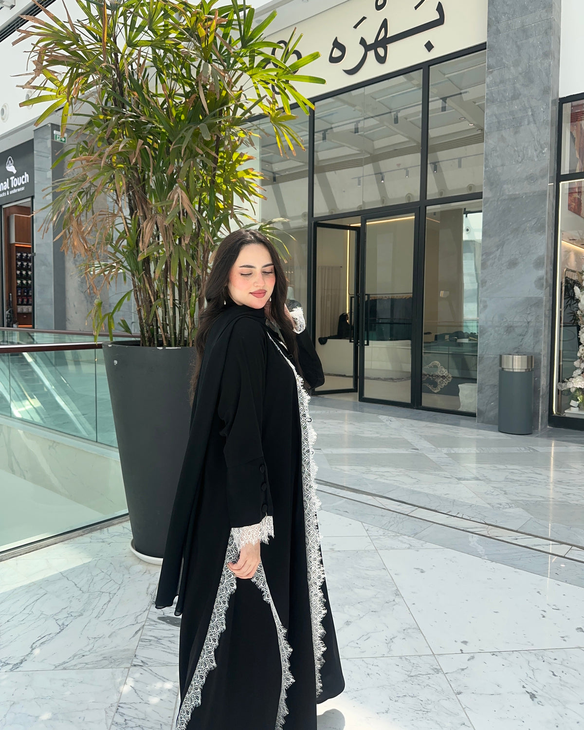 White Dantel Black Abaya