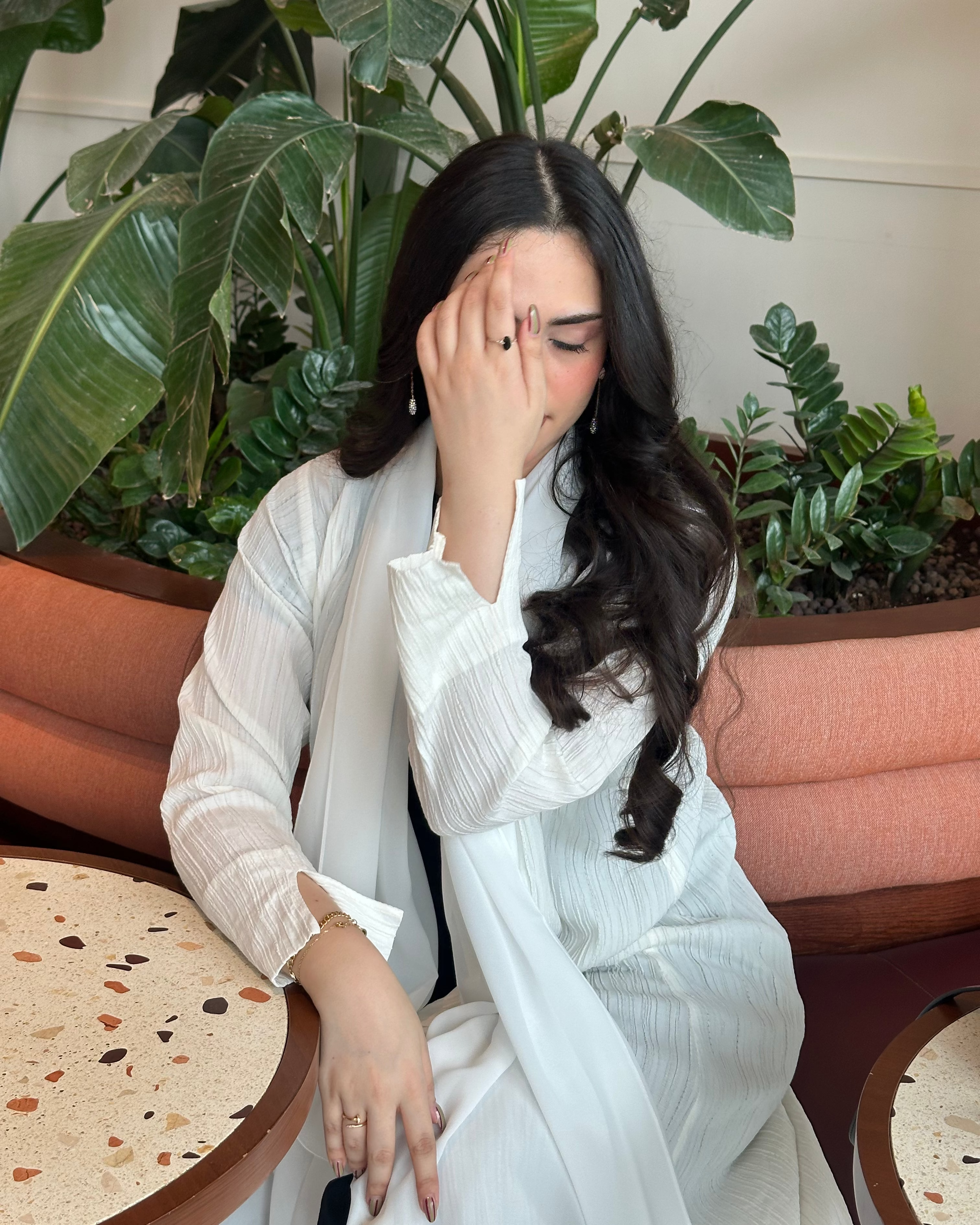 Pleated Abaya (White)