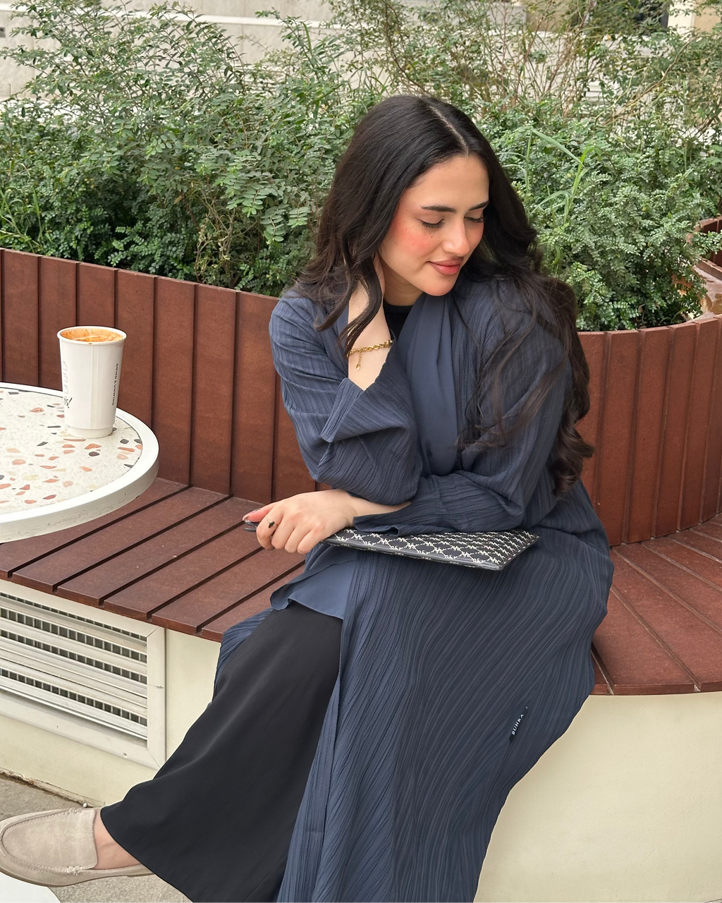 Pleated Abaya (Navy)