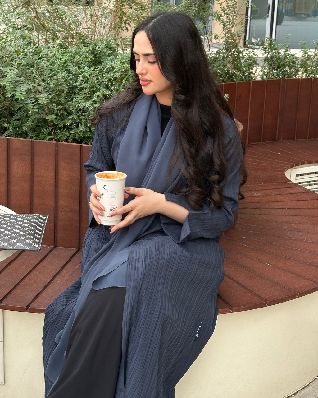 Pleated Abaya (Navy)