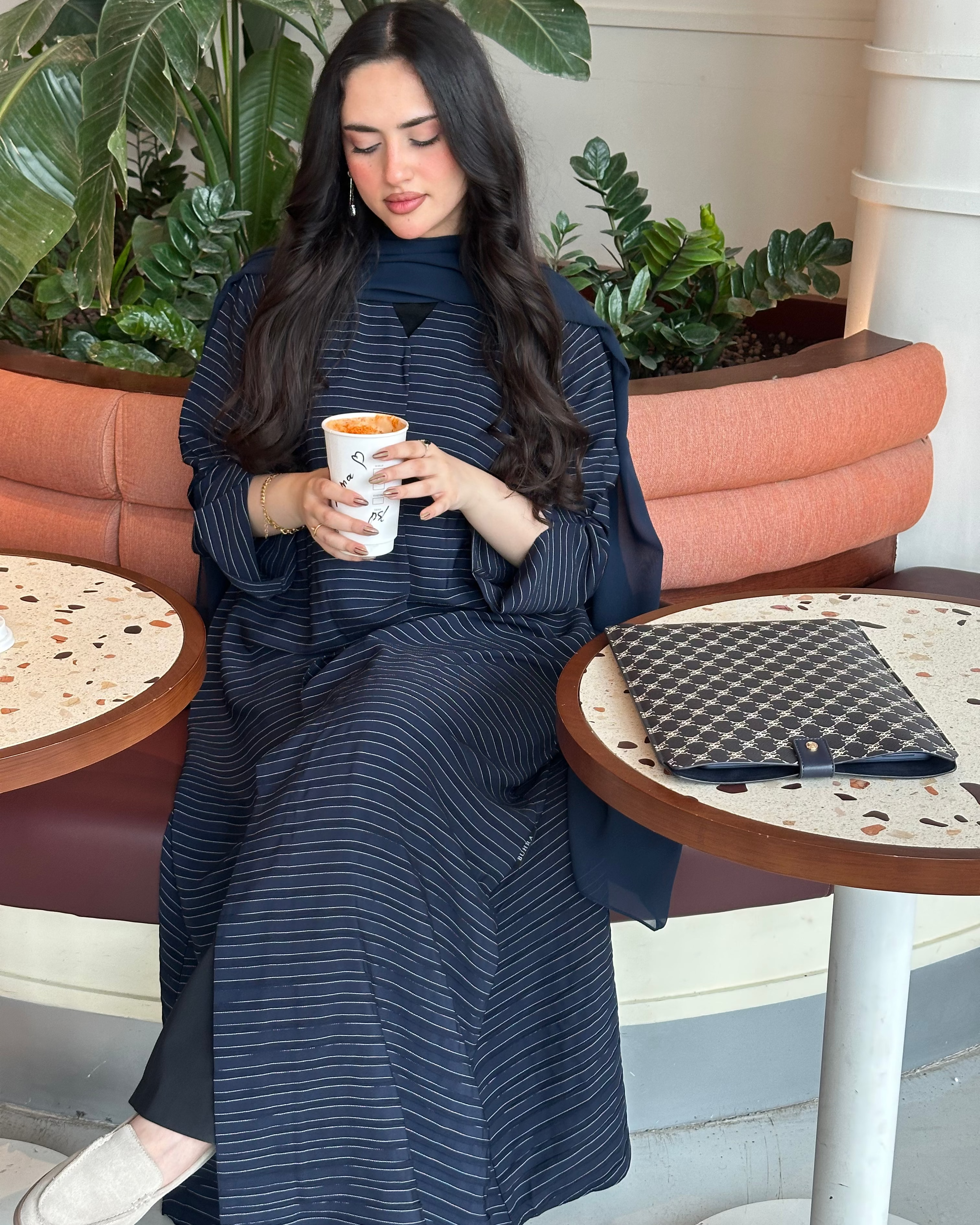Stripes Abaya (Navy)