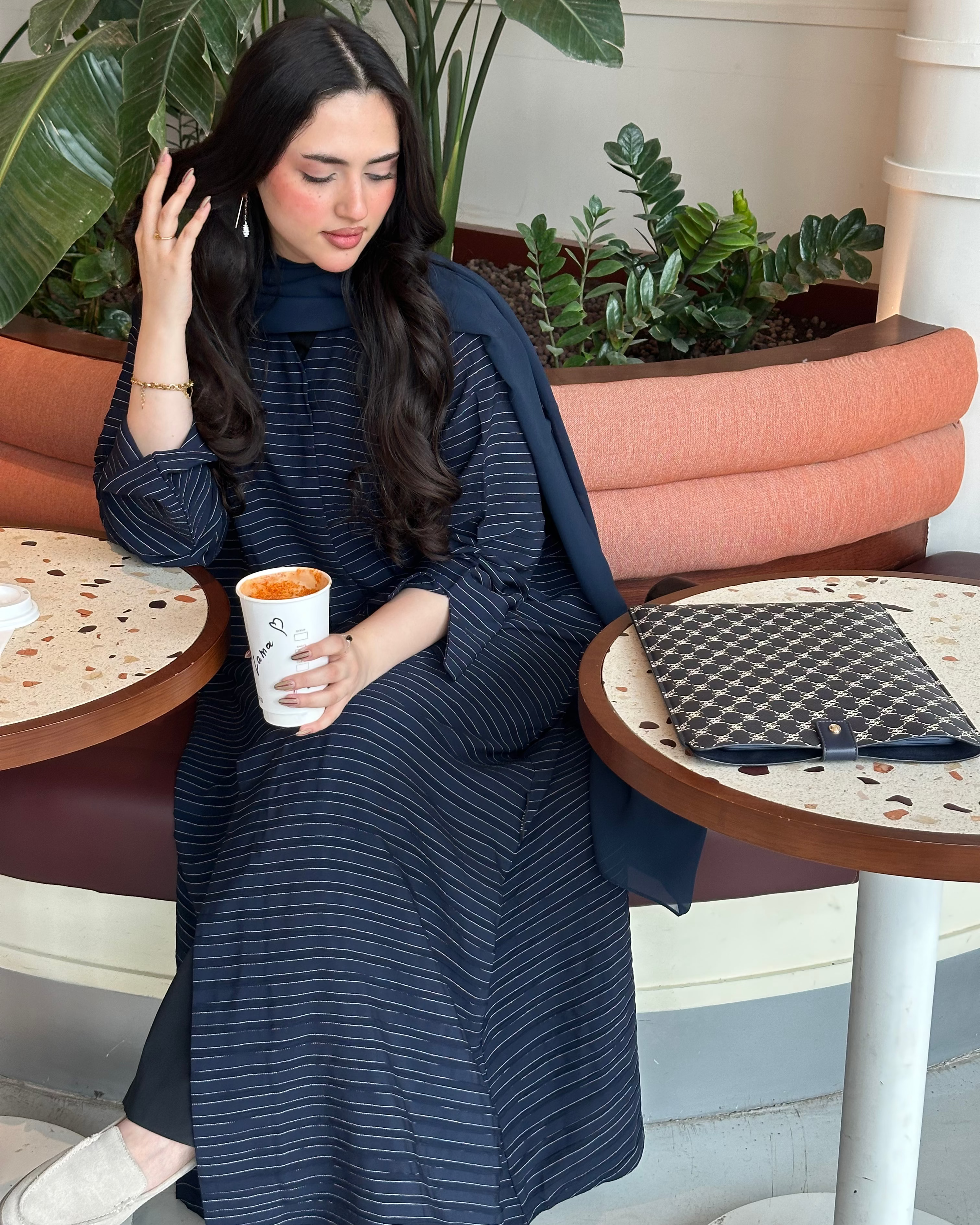 Stripes Abaya (Navy)