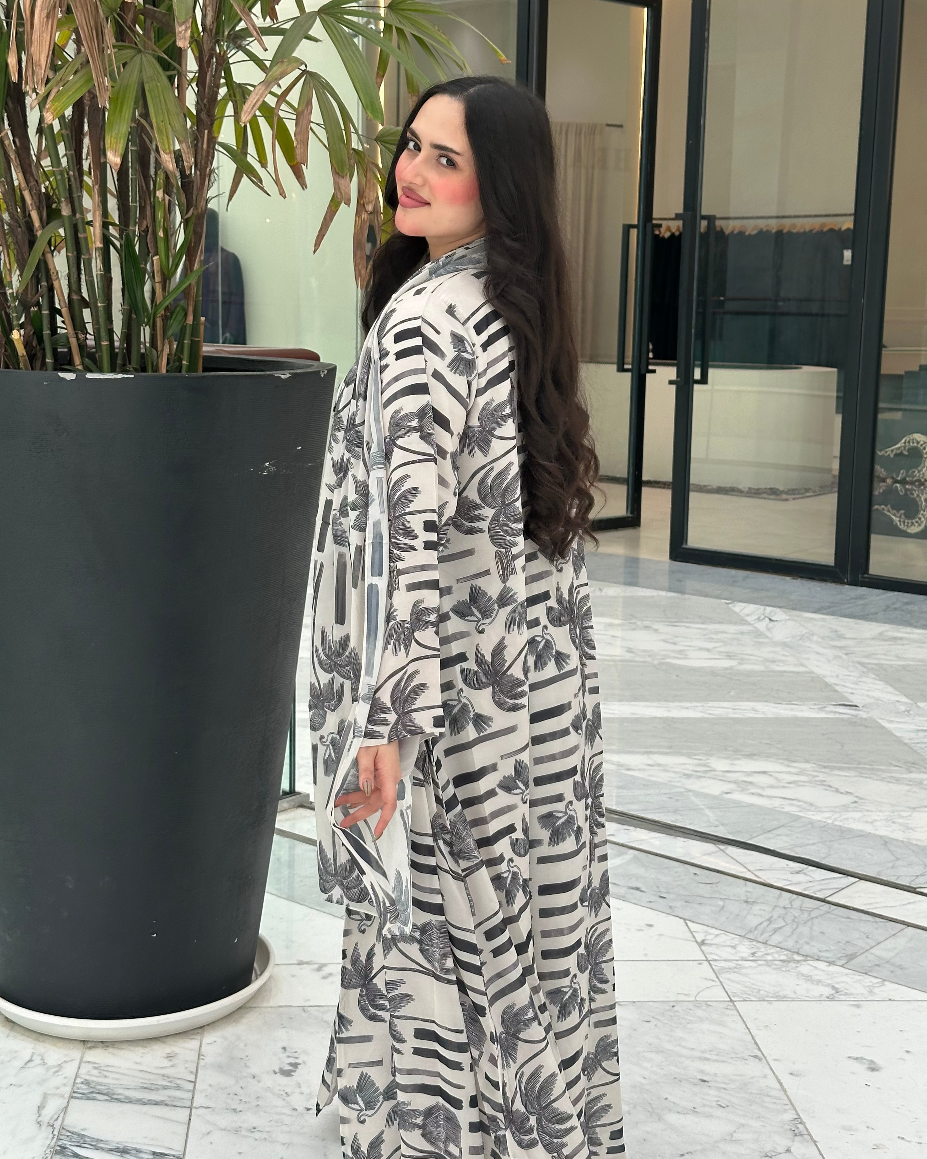 Chifon Print Abaya