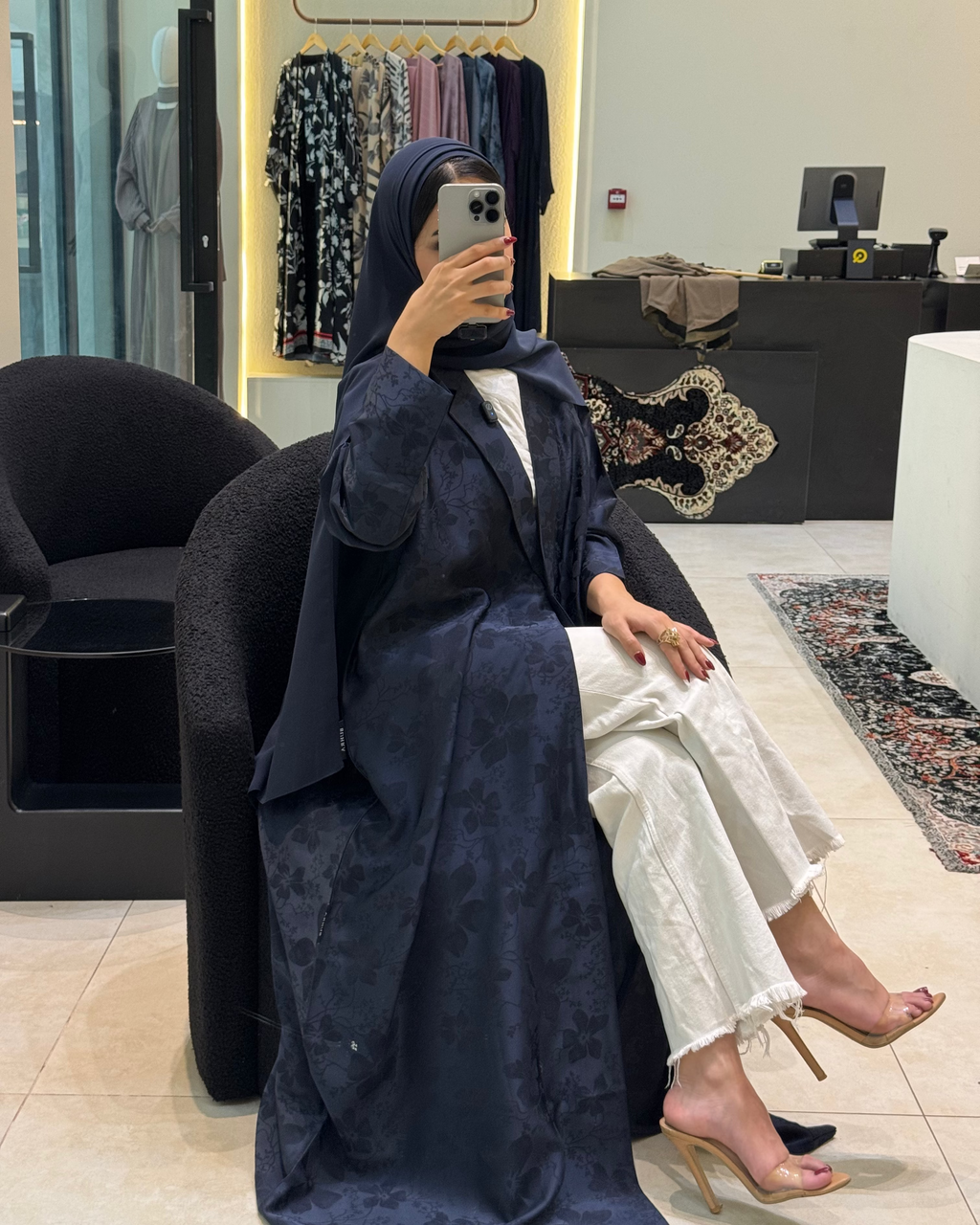 Navy Jaqcuared Blazer Abaya