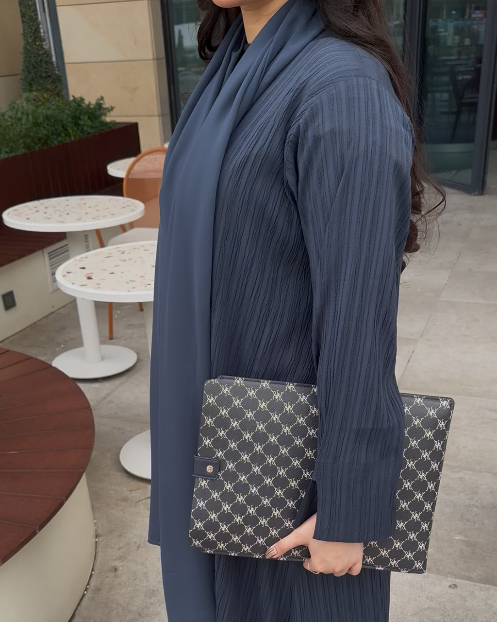 Pleated Abaya (Navy)