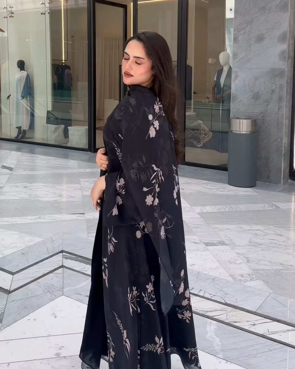 Chiffon Print Abaya