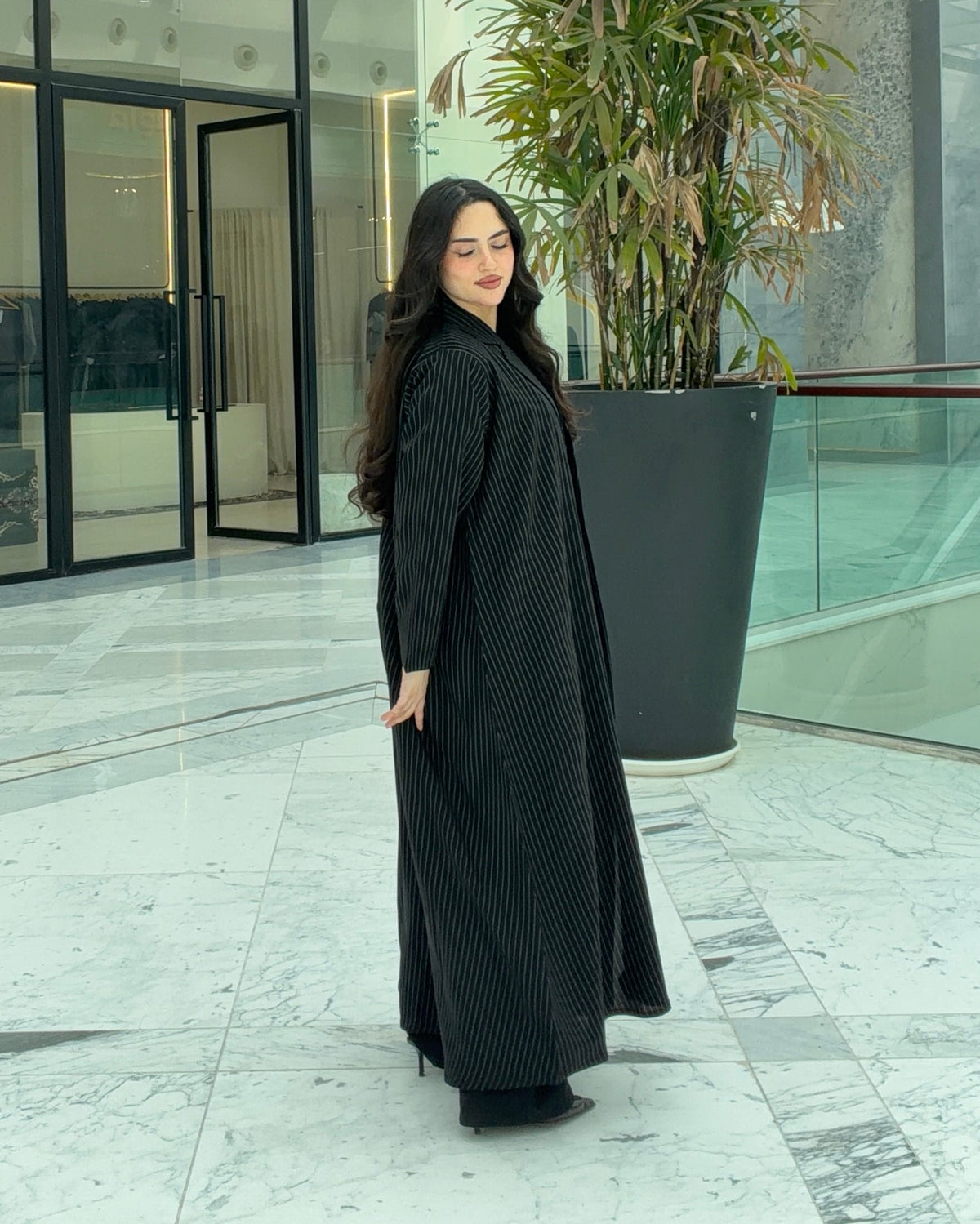 Black Striped Blazer Abaya