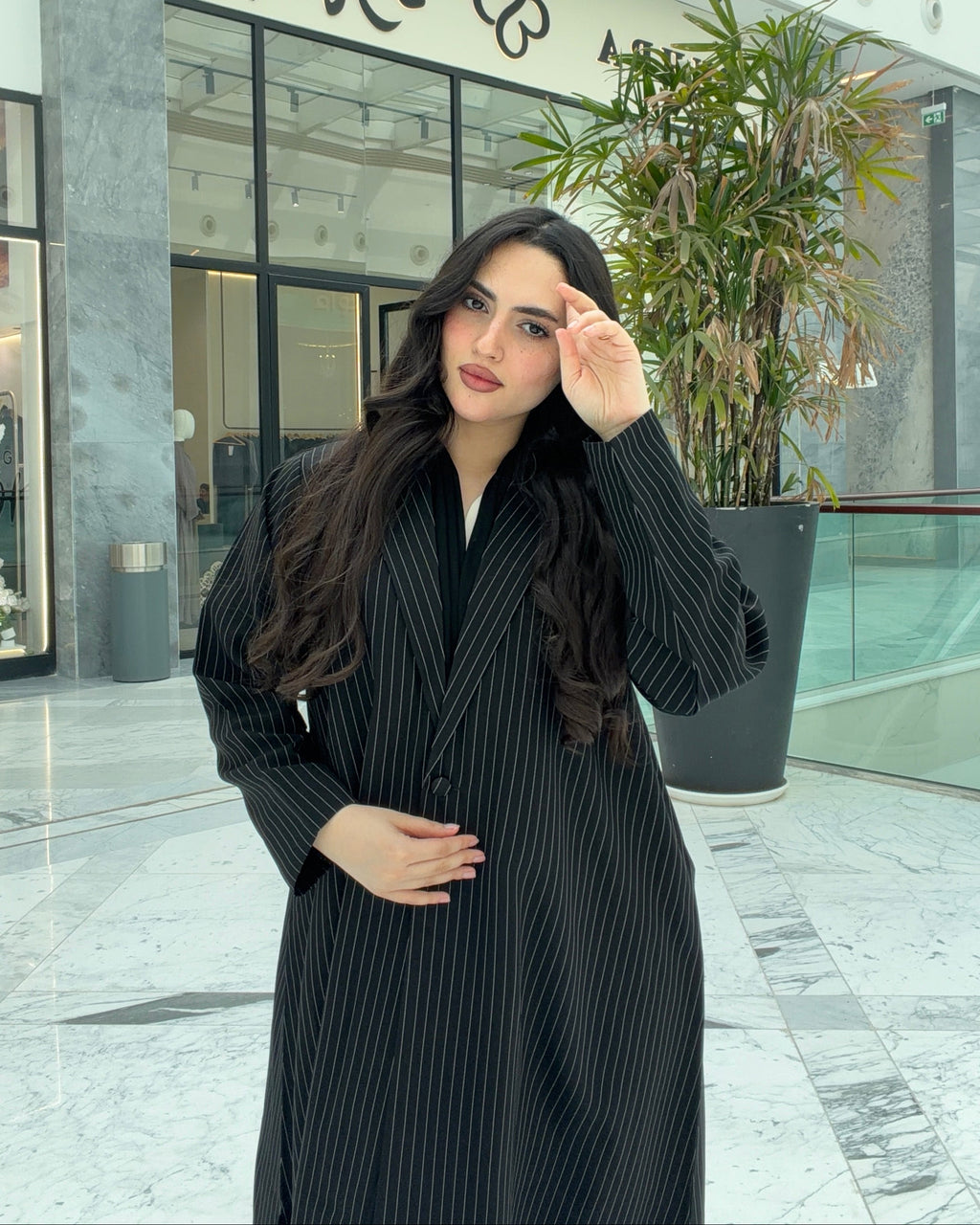 Black Striped Blazer Abaya