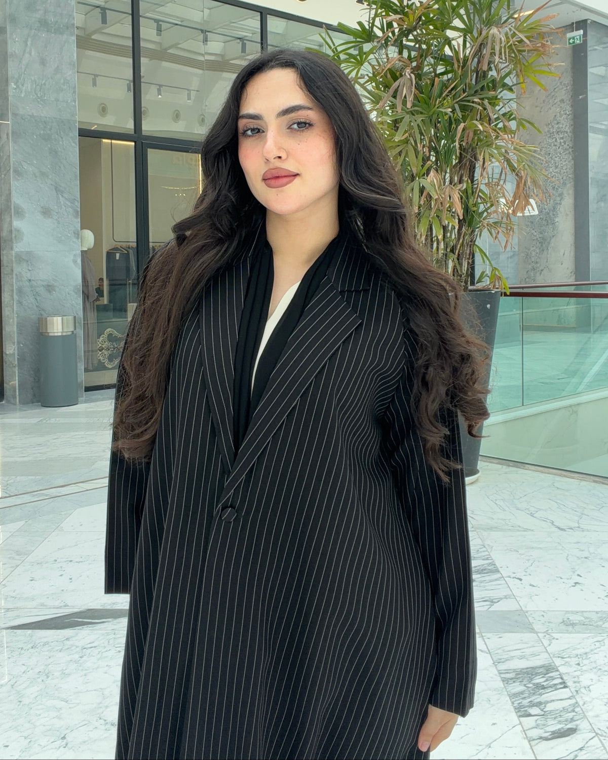 Black Striped Blazer Abaya