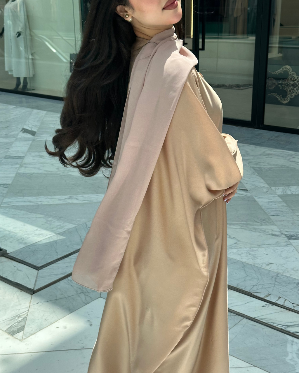 Yellow Half Bahrini Abaya