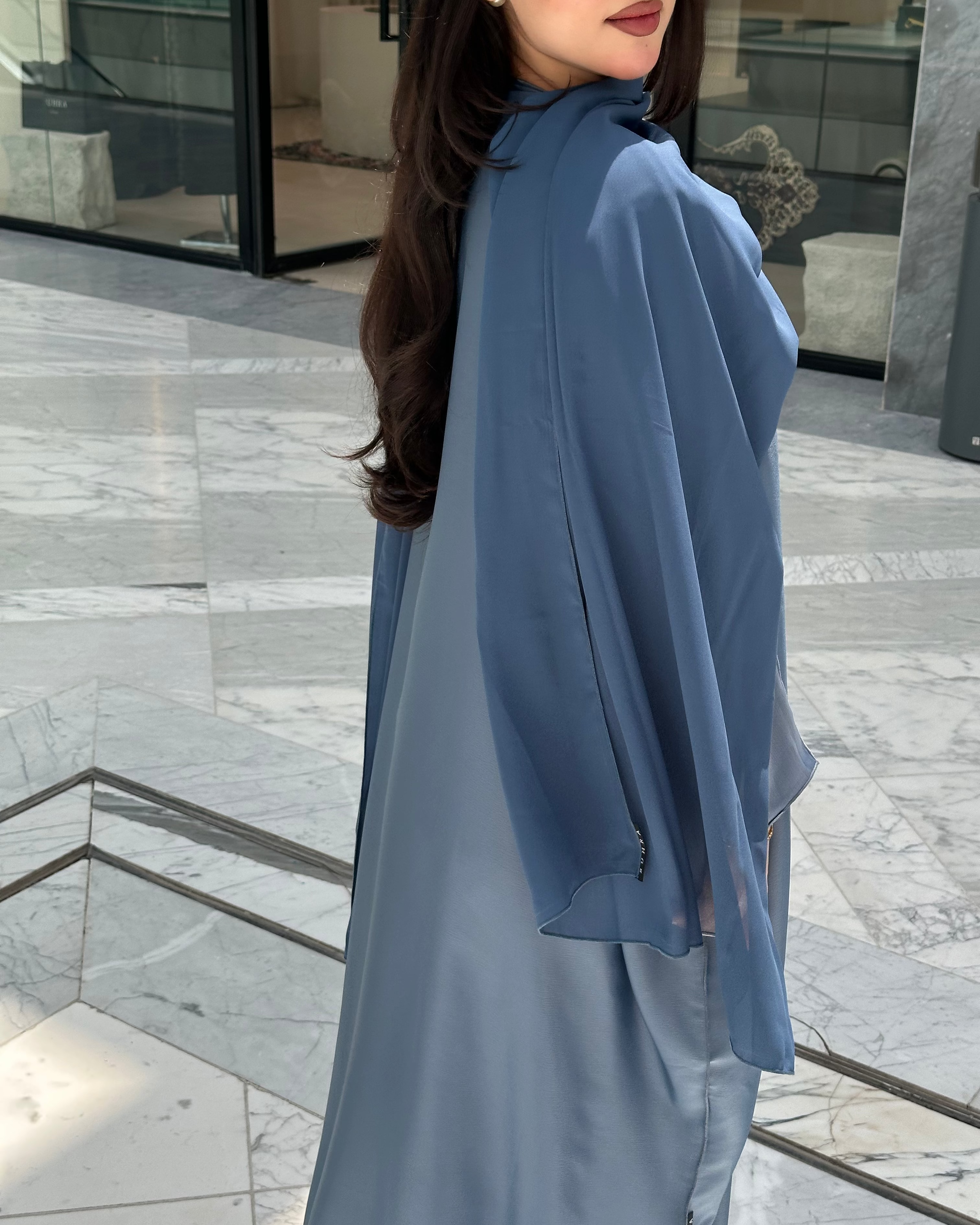 Blue Half Bahrini Abaya