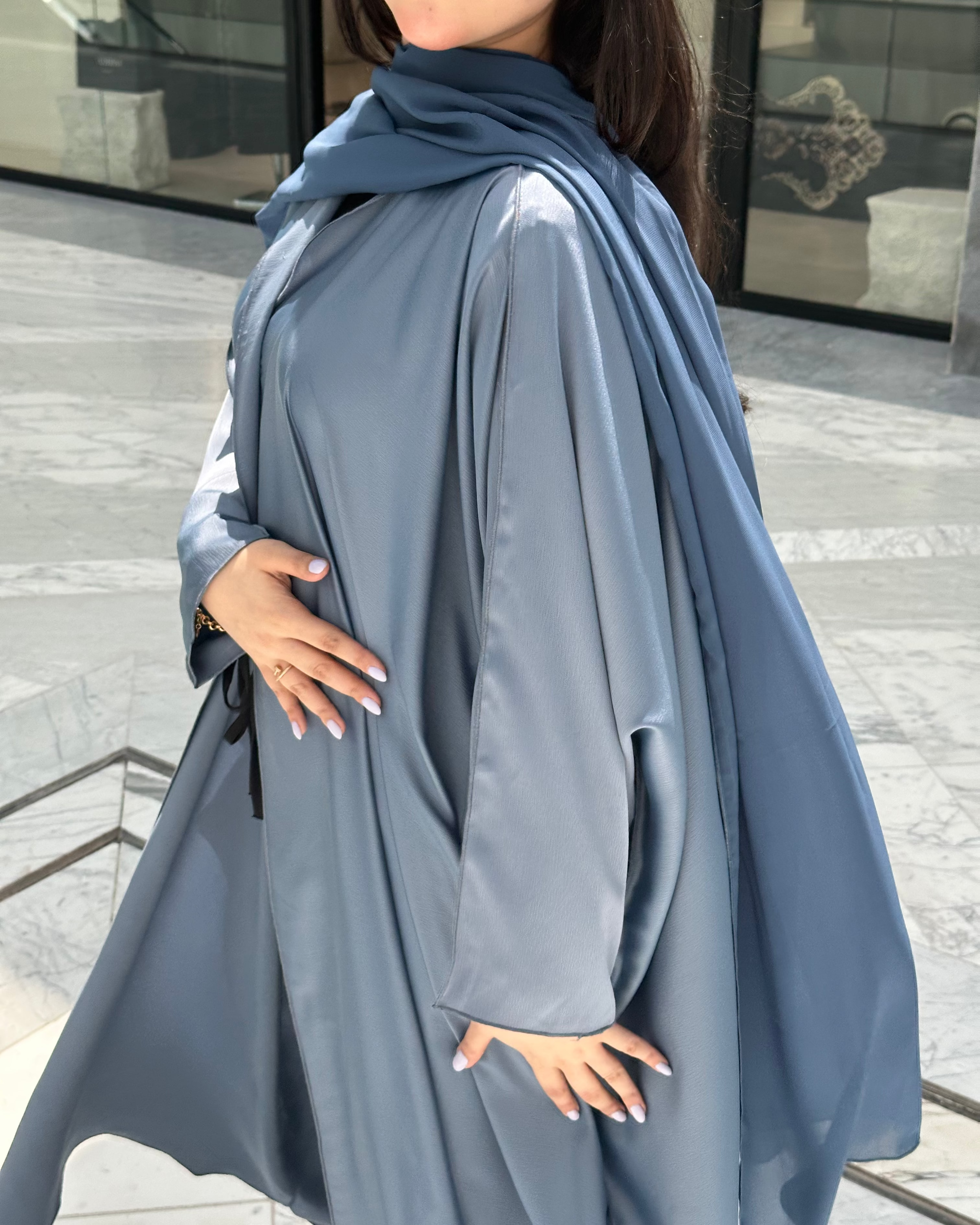 Blue Half Bahrini Abaya