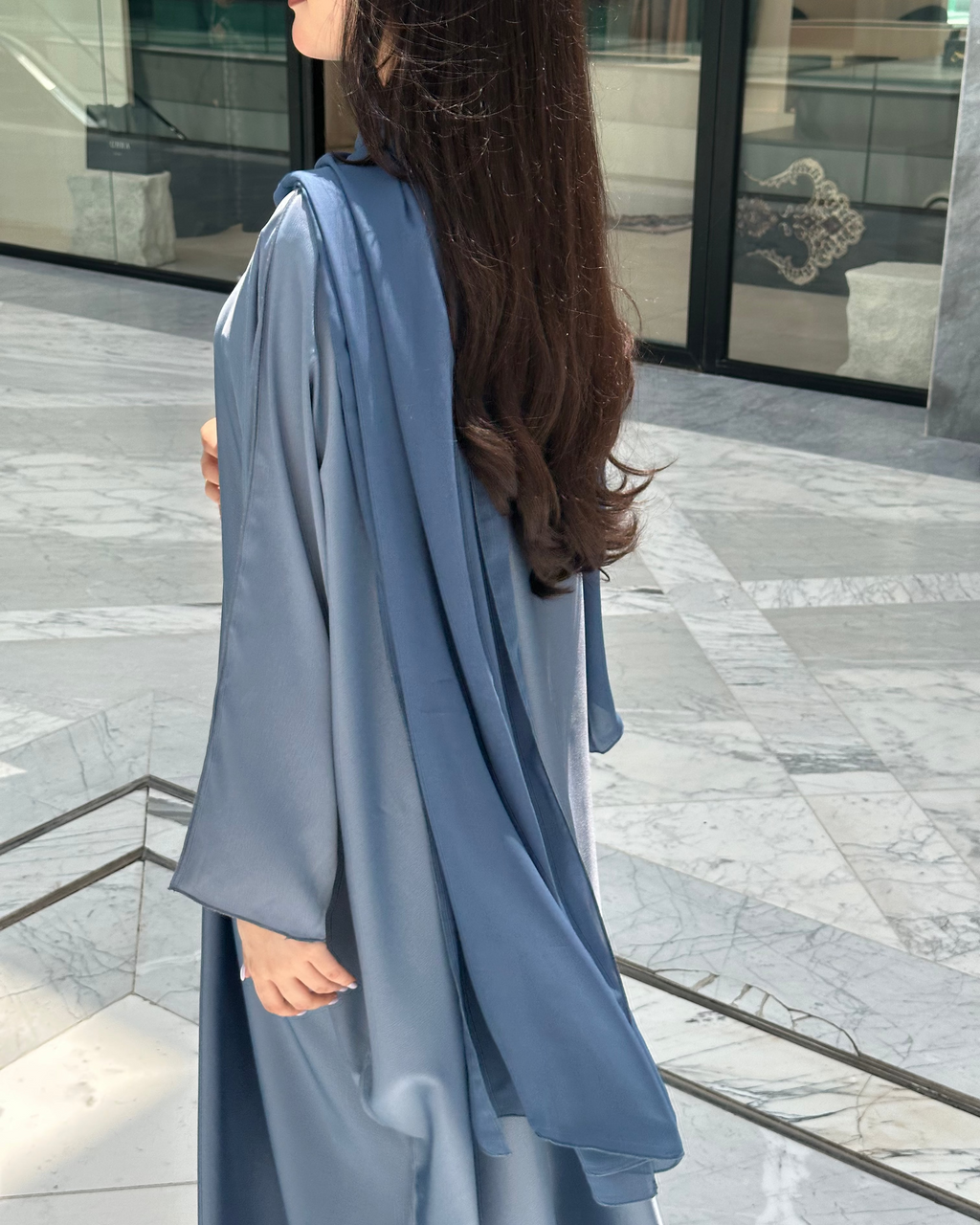Blue Half Bahrini Abaya