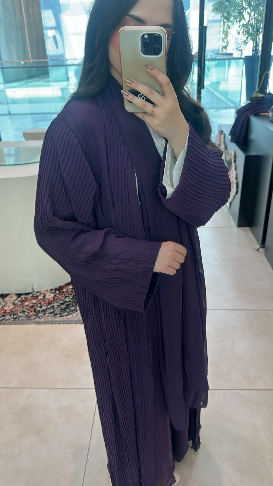 Pleated Chiffon Abaya